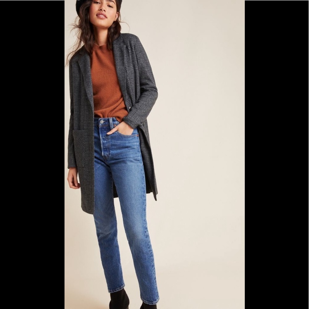 Anthropologie Graham Longline Plaid Blazer